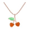 Cute Cherry Enamel Shaped Silver Necklace SPE-4177